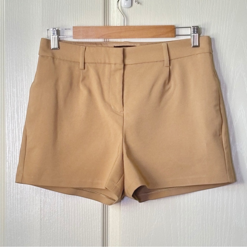 Express Shortie High Waisted Tan Trouser Shorts Size 6